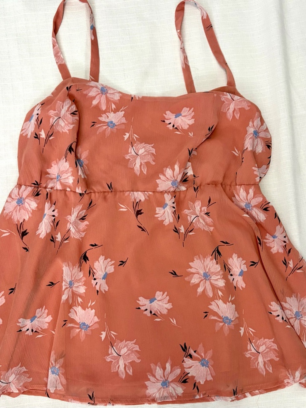Torrid Blush Pink Floral Chiffon-Look Spaghetti Strap Camisole